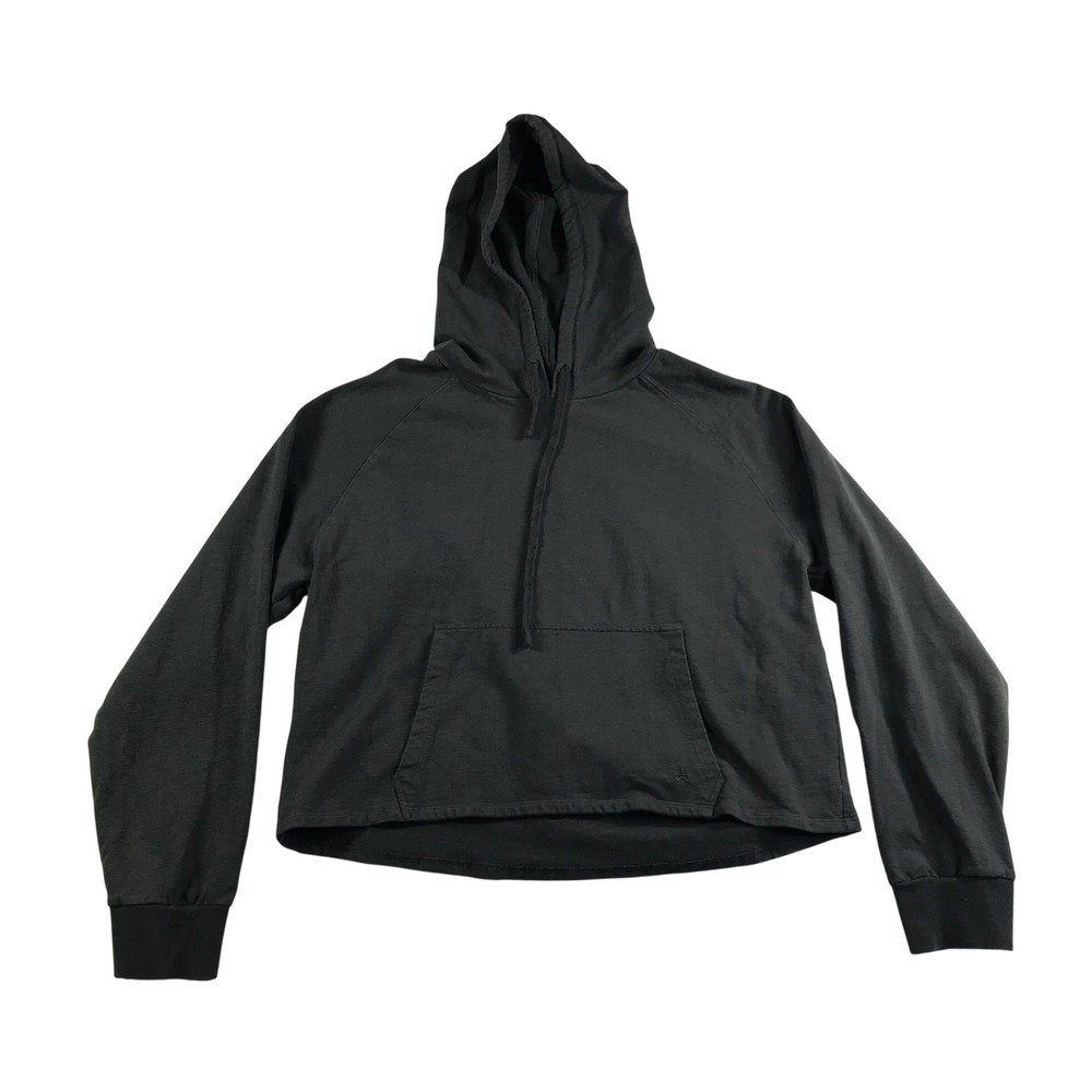 Known Supply  Cotton Cropped Hoodie Charcoal Gray XL Relaxed Raglan Sleeve